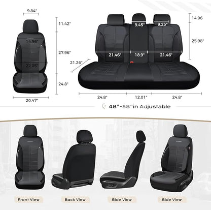 Coverado Rear Seat Covers for Cars Luxury Faux Leather Waterproof Automotive Seat Protector Universal Fit for Most Cars SUV Trucks, Black