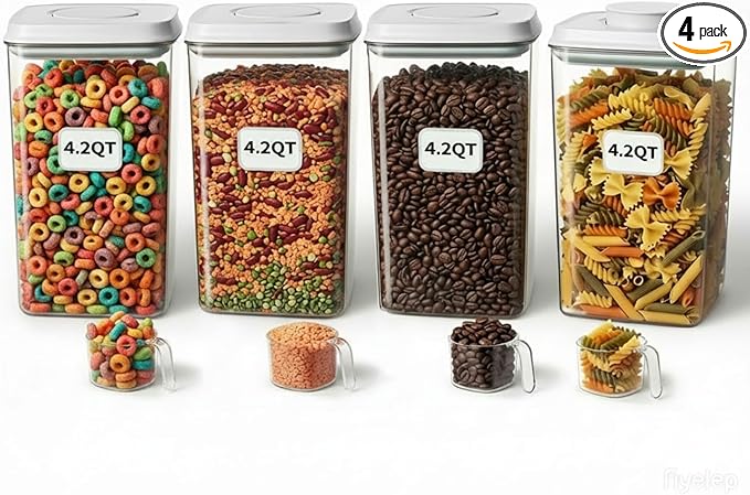 Melovom 4 Pcs Large Pop Airtight Food Storage Containers Set
