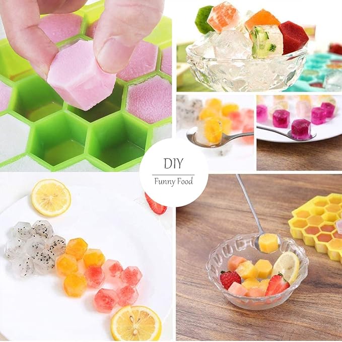 Jisile Ice Cube Trays for Freezer, Hexagonal Ice Tray