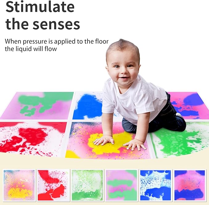 Liquid Lava Tiles for Kids： 11.8x11.8 in Educational Play Mat with Non-Slip Base Develop Motor Skills & Creativity for Children 3-12 Years（6PTFG3