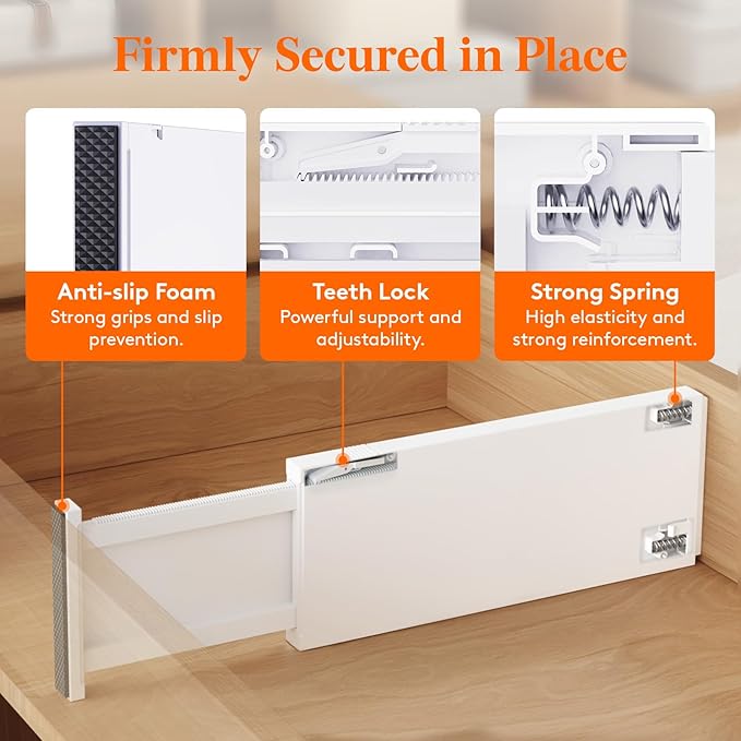 Lifewit 10 Pack 5" High Drawer Dividers 34-56cm/13.5-22" Adjustable Drawer