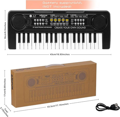 Raimy 37 Keys Piano Keyboard for Kids, Portable Keyboard Piano Early Learning Educational Electronic Musical Instrument Toys Gifts for 3 4 5 6 7 8 9 Year Old Boys and Girls (Black)