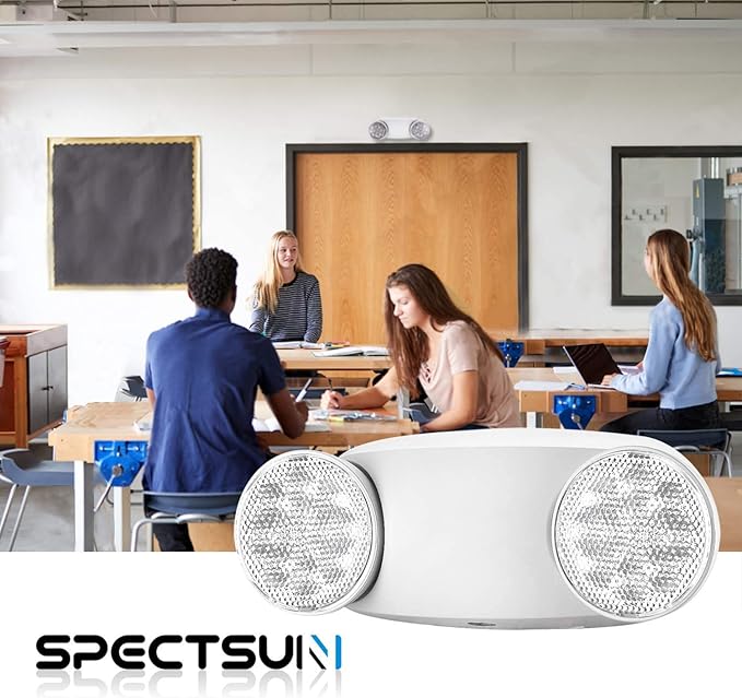 SPECTSUN 10 Pack LED Emergency EXIT Sign Lighting Combo- 120-277V Emergency Exit Lights for Home Power Failure-UL 924 Certified Commercial Emergency Light Fixtures,Ebulb Led Light Bulb
