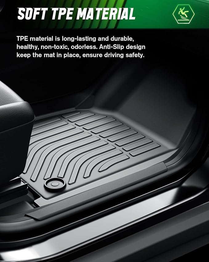 VIWIK Floor Mats Fit for Nissan Rogue 2025 2024 2023 2022 2021 (No Sport Models), Car Mats All Weather Custom Floor Liners Front & Rear, TPE Rubber Car Accessories Black