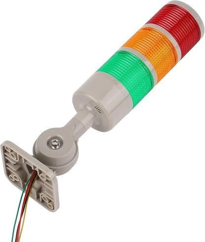 Led Signal Tower Stack Lights, Industrial Warning Column Lamp, Andon With Rotatable Base, Steady/Flashing Switchable, 12V 24V DC (3-Layer, With Buzzer)
