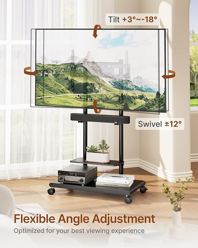 ECOTINY Steel Base Rolling TV Stand