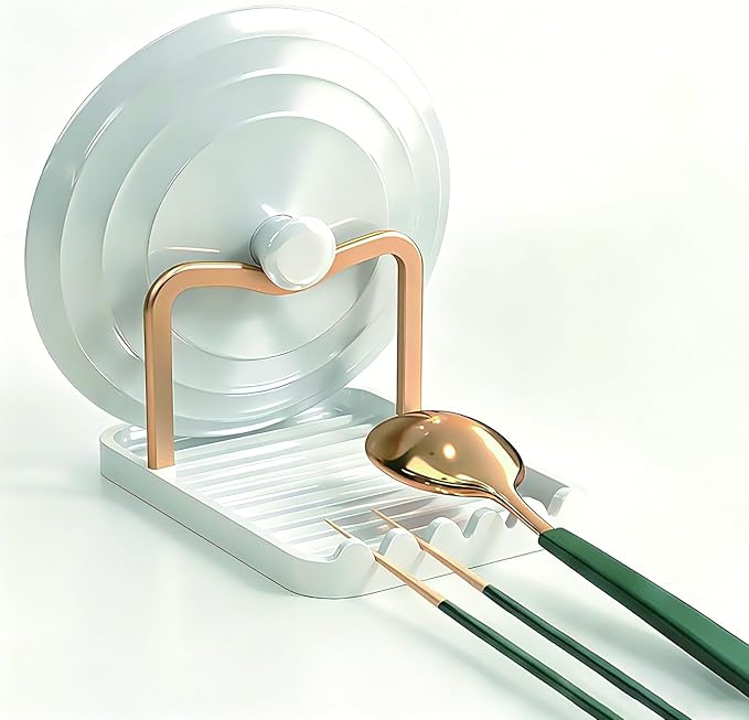 Spoon Rest with Lid Holder, Stainless Steel Lid Holder While Cooking &