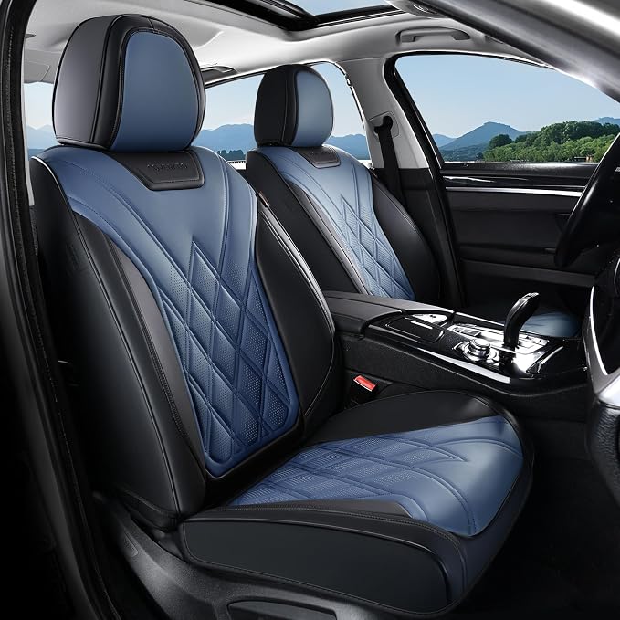 Coverado Car Seat Covers Full Set, Seat Covers for Cars, Front Seat Covers and Back Seat Cover Waterproof Leather Automotive Seat Cover, Universal Car Interior Protectors Cushion for Most Cars