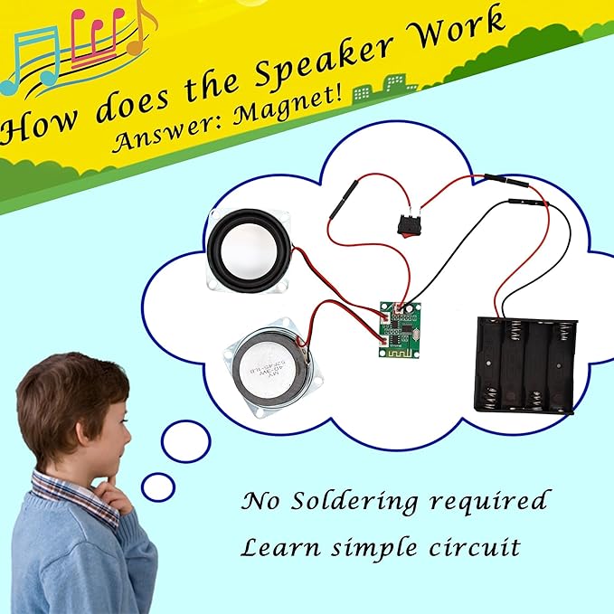 DIY Bluetooth Speaker Kit, Stem Projects for Kids Ages 8-12, Science STEM Kits for Kids Ages 10-12-14-16, Gifts for 9 10 11 12 13 14 15 16 Year Old Boys Teens (Wood)