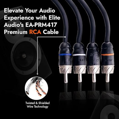 Elite Audio Premium Series 17ft. 4-Channel Car Audio RCA Cable – Double Shielded