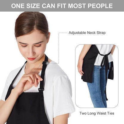 Jubatus 2 Pack 3 Pockets Adjustable Bib Apron 65% Polyester 35% Cotton Fabric