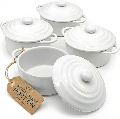 Kook Ceramic Mini Cocotte Set, Small Casserole Dishes