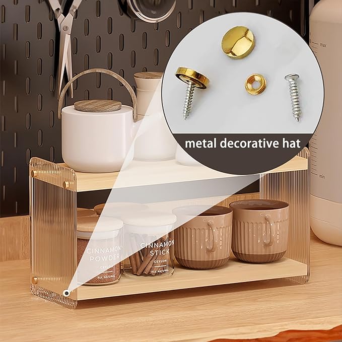 LiTY Coffee Station Organizer 2 Tier Acrylic Home Storage Mugs Hooks