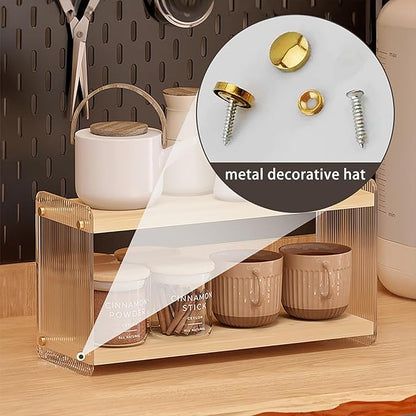 LiTY Coffee Station Organizer 2 Tier Acrylic Home Storage Mugs Hooks