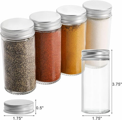Tebery 12 Pack Round Spice Bottles 3oz Glass Spice Jars