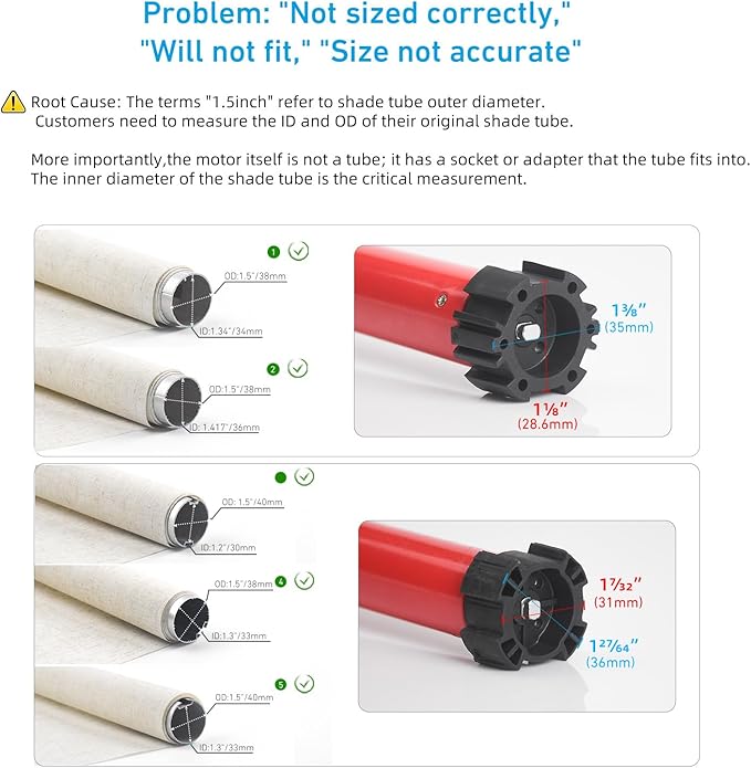 Rollerhouse Rechargeable Wireless Tubular Roller Shade Motor Kit,