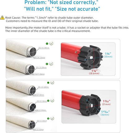 Rollerhouse Rechargeable Wireless Tubular Roller Shade Motor Kit,