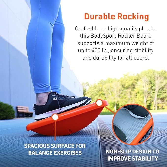 Body Sport Rocker Board for Balance Training, Standing Desk, Physical Therapy &