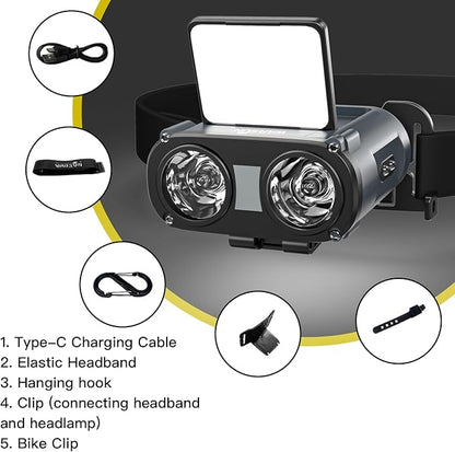 WARSUN MD9 Multi-Use Headlamp Rechargeable LED ??Cap & Bike Mount, COB, Motion Sensor, 5 Modes, 800 Lumens or Camping, Fishing, Hiking