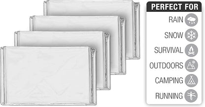 Swiss Safe 10 Pack Mylar Emergency Blankets for Survival - Compact & Insulated for Cold Weather - Designed for NASA, Outdoor, Running, Camping, Survival, First Aid Car Kit - Silver, 10 Pack
