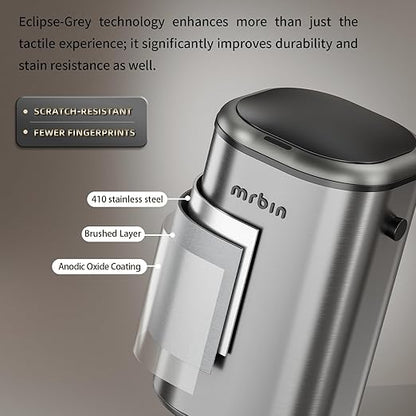 MRBIN Stainless Steel Adsorption Motion Sensor Trash Can Removable, 18L /