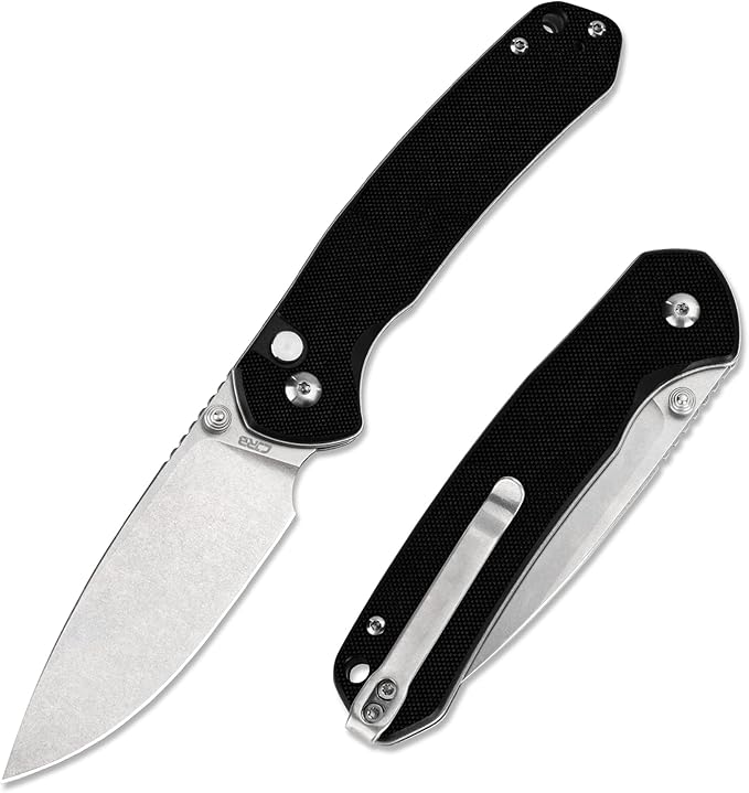 CJRB Folding Knife Pyrite (J1925) AR-RPM9 Blade and G10 Handle EDC Pocket Knife with Clip Black