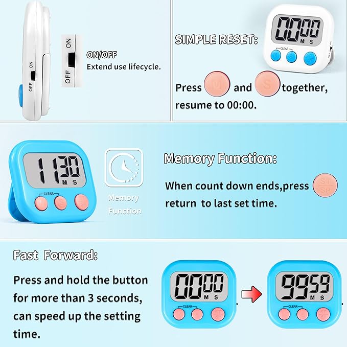 Timer for Kids Teachers Supplies Digital Kitchen Timers for Cooking Large