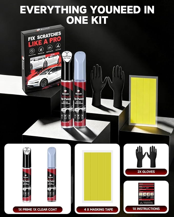 Snowflake White Pearl Tricoat 25D for Mazda Touch Up Paint Kit with 2K Clear Coat,Exact Color Match Touch Up Paint for Chip and Scratch Repair