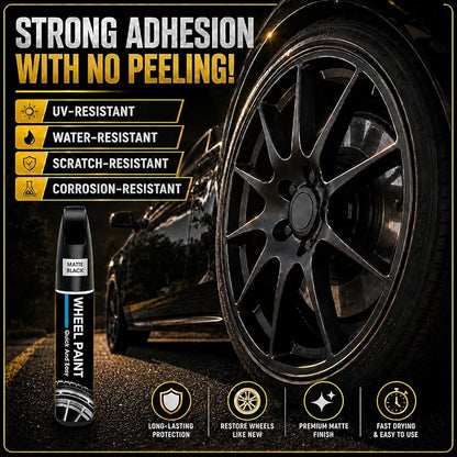 Gloss Black Rim Touch Up Paint - Wheel Scratch Repair Kit for Curb Rash & Scratches, Quick and Easy Rim Paint for Wheel Repair, Universal Gloss Black