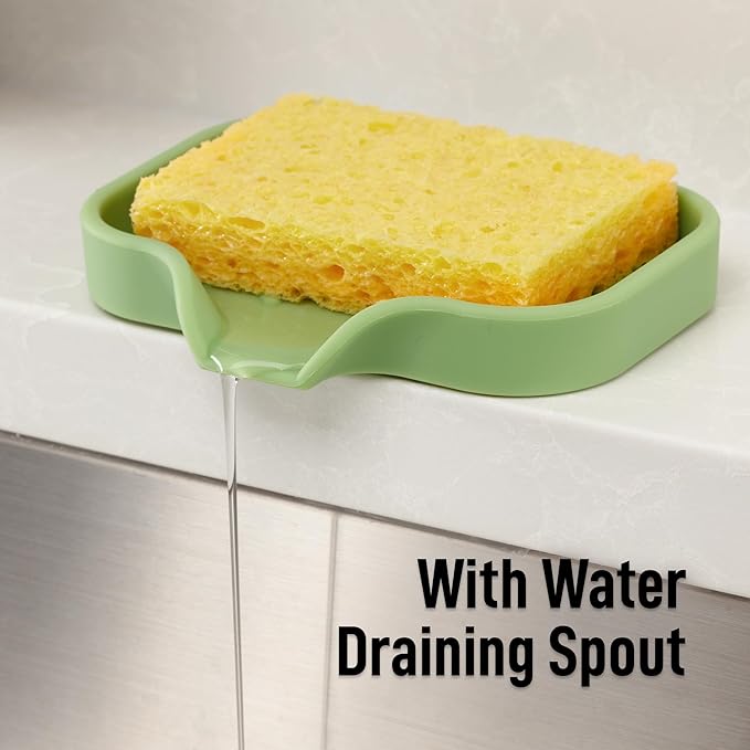 Zulay Kitchen Small Silicone Sponge Holder – Space-Saving Sink Organizer Tray