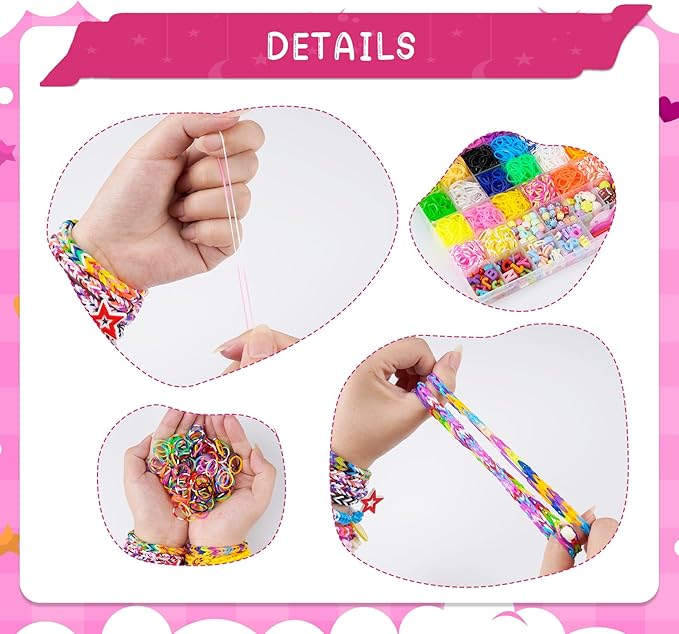 ABSOFINE 3000+ Rubber Band Bracelet Kit, Loom Bracelet Making Kit for Girls, Loom Bands Refill Kits Gift for Boys Birthday DIY Friendship Bracelets