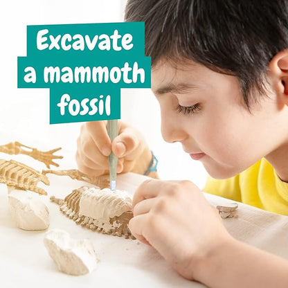 Science4you - Mammoth Fossil Digging Kit for Kids +6 Years - Excavate and Assemble 17 Mammoth Fossils - Ideal Dinosaur Excavation Kit Toy, Archeology and Paleontology Sets for Kids Age 6+