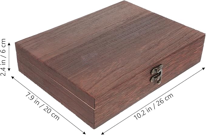 Wooden Storage Box Vintage Storage Container Wooden Keepsake Trinket Rustic Jewelry Box 10.23 X 7.87 X 2.36 Inches Brown
