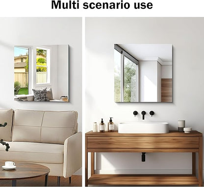 CILIBER Frameless Mirror, 24x24 inch Square Bathroom Mirrors