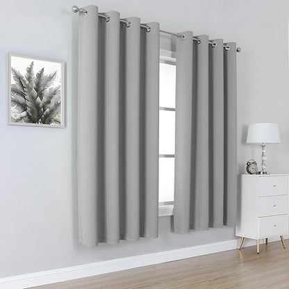 DUALIFE Ultimate Gray Blackout Curtain Panels/Drapes