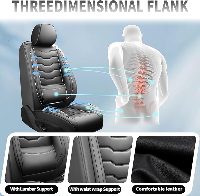 Car Seat Covers Fit for Jeep 5 Seats Wagoneer 2022-2025 2026 - Premium Leather, Waterproof & Breathable，All-Weather Seat Cushion Protecto & Airbag Compatible, Full Set Black