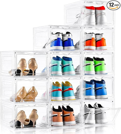 Clemate Upgraded X-Large Shoe Organizer, Shoe Storage Organizer, 12 Pack