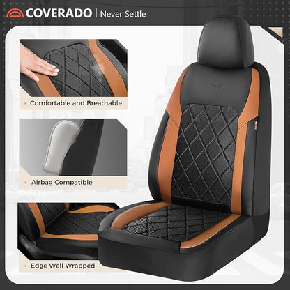 Coverado Car Seat Covers, Front Seat Covers, 2 Front Automotive Seat Cover, Mesh Breathable Seat Protectors, Universal Fit for Most Cars