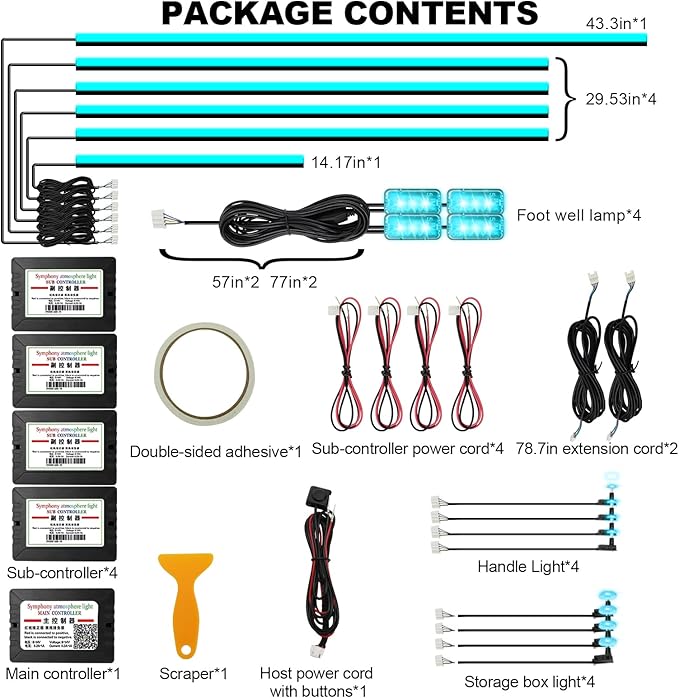 Acrylic Interior Car Lights, AMKI Car LED Strip Light