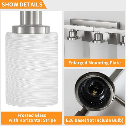 DIKAIDA 8-Light Bathroom Light Fixtures, 52inch Nickel Vanity Light