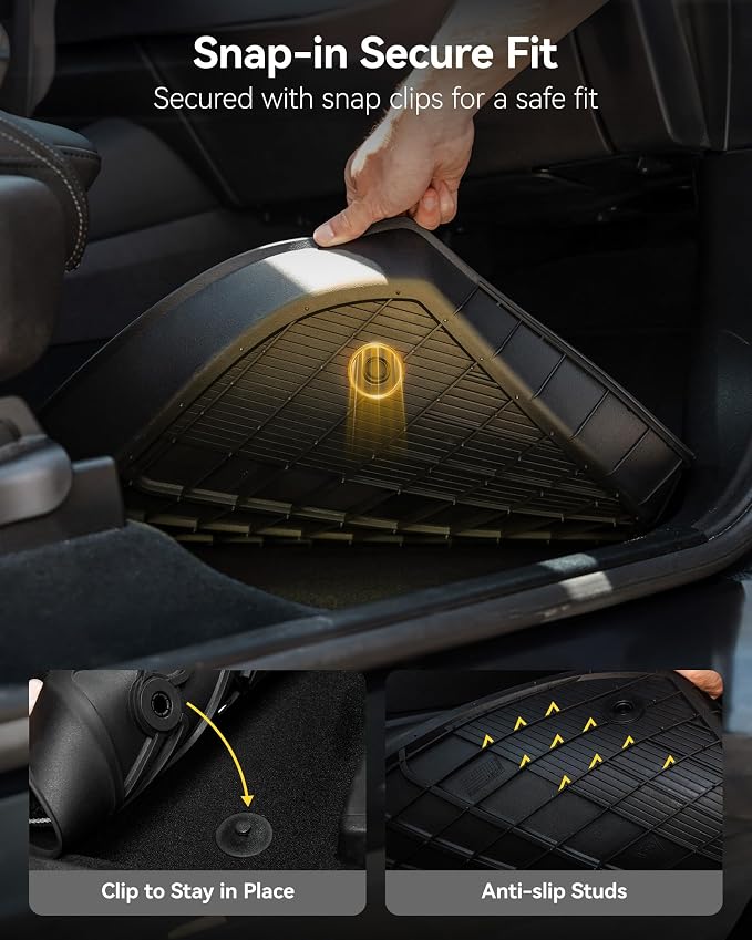 3W Floor Mats Fit for 2013-2018 Dodge Ram 1500/2500/3500 Crew Cab, 2019-2024 Ram 1500 Classic Crew Cab All Weather TPE Custom Fit Accessories Floor Liner for Dodge Full Set Car Mats