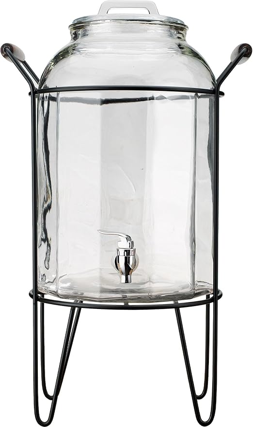 3 Gallon Glass Ice Cold Beverage Dispenser -