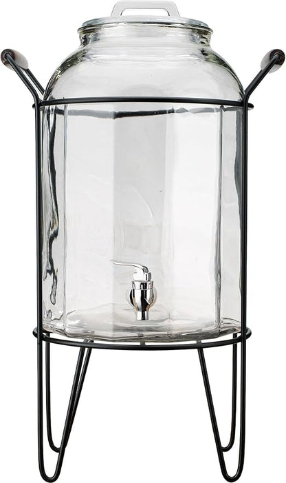 3 Gallon Glass Ice Cold Beverage Dispenser -