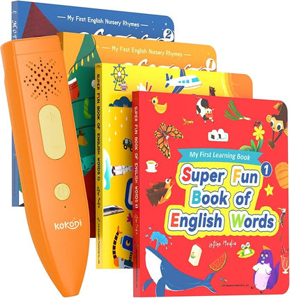 KOKODI Talking Pen Books Sets, Autism Sensory Games, Interactive Audio Sound Books Kids Learning Electronic Toys for Toddlers Kids, Early Educational Gifts Birthday Gifts for Boys Girls Age 2 3 4 5