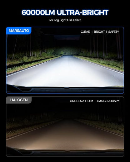 Marsauto 9006/HB4 Light Bulbs, 60,000LM 1200% Brightness, 80000+ Hours Lifespan, 6500K Pure White H13/9008 Light Conversion Kits, Plug N Play, Pack of 2