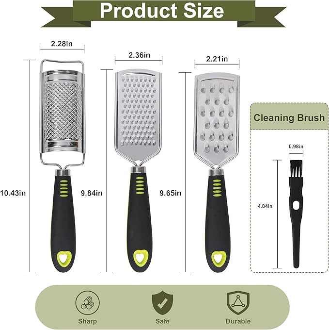 Handheld Cheese Grater Set for Kitchen Stainless Steel Mini Cheese Grater
