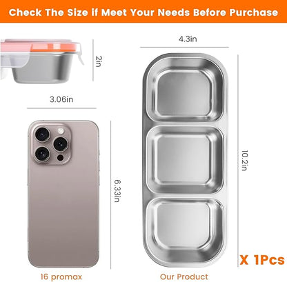 Bandesun Stainless Steel Snack Containers for Kids & Adults, 1 Pack Leek Proof Metal Bento Lunch Box with with lids, Lunchable Containers for Travel, School, Home - Stackable Bento Snack Box