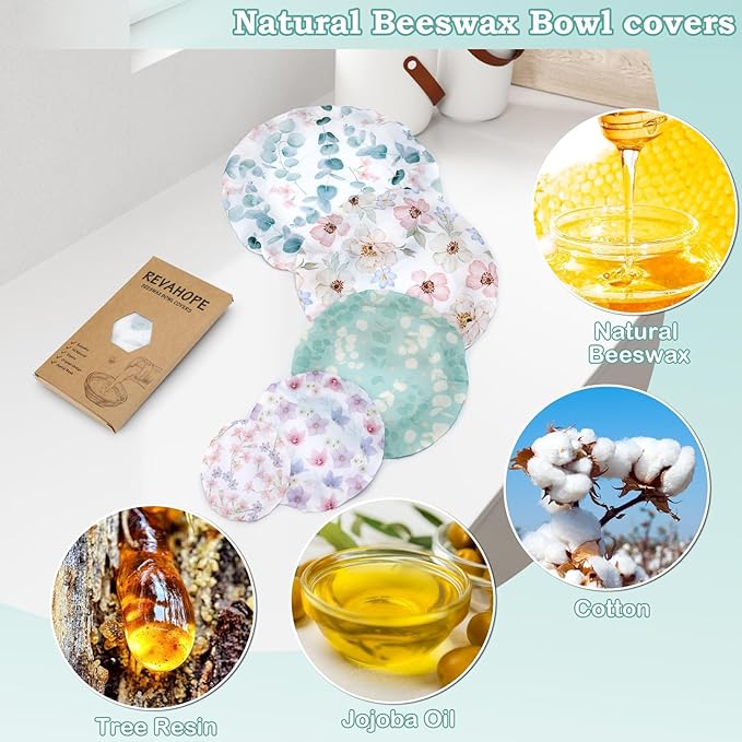 5-Size Reusable Beeswax Bowl Covers