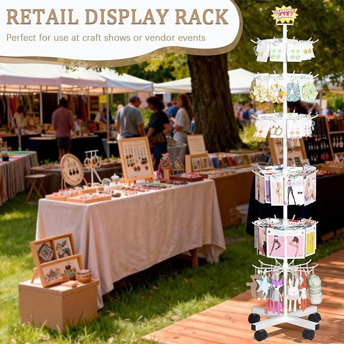 Exttlliy Retail Display Stand Store Display Rack 6 Tier Metal Spinning Display