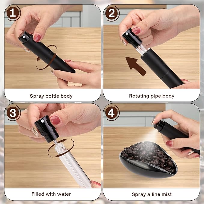 4Pcs Coffee Bean Dosing Cup, Spray Bottle, Spoon and Stirrer Tool Set, Coffee